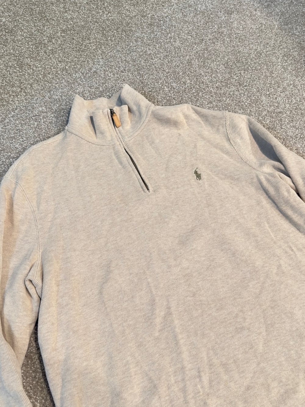 Polo by Ralph Lauren Men's Light Beige Half-Zip Sweater - Picture 3 of 5